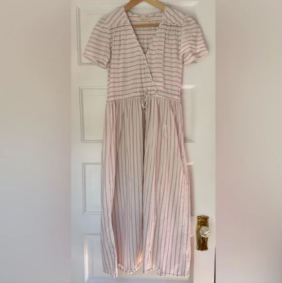 Christy Dawn Rare Pink Blue Stripe Dress Small - Picture 1 of 8